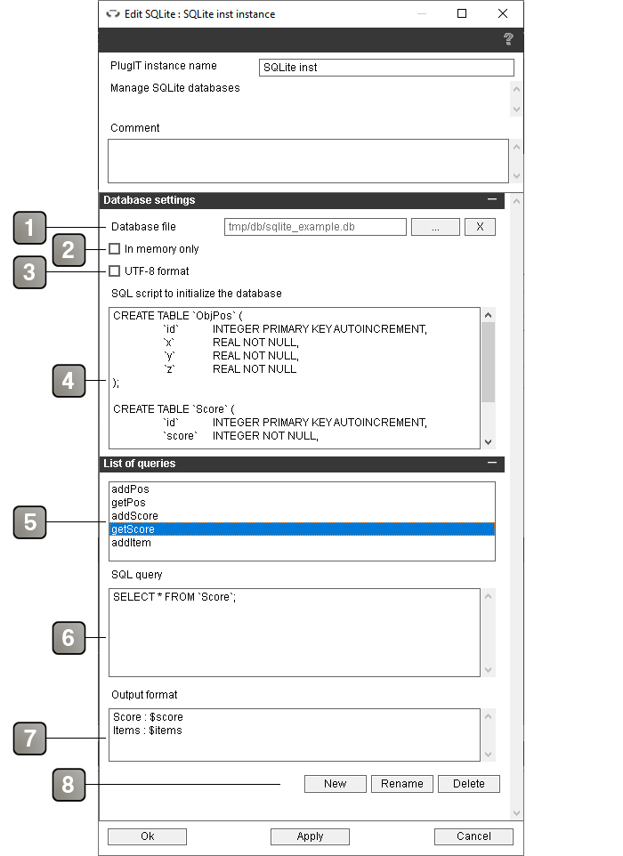 sqlite database in memory